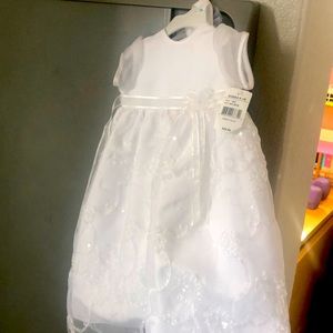 Girls baptism dress with bonet